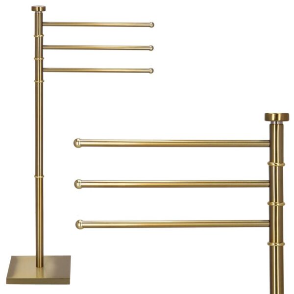 RESIGILAT: Suport cuier pentru prosoape cu 3 brate, inaltime 86cm, auriu lucios - Image 19