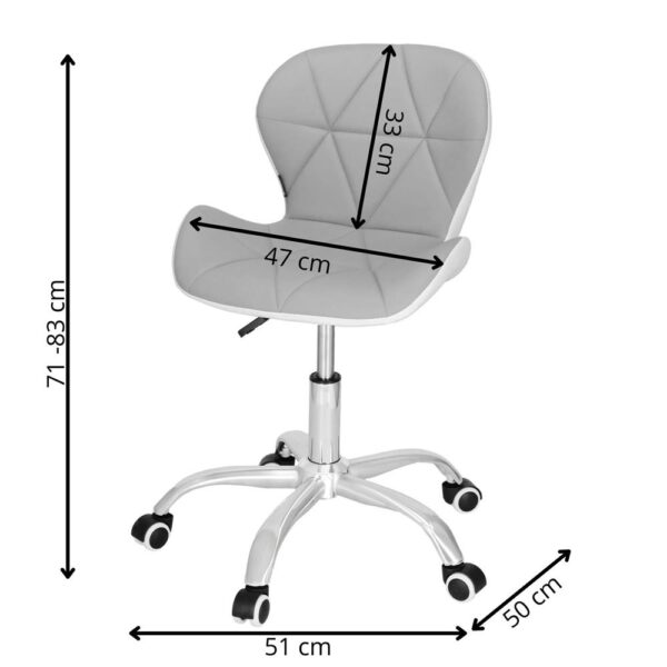 Scaun de birou ergonomic, tapitat cu piele ecologica, 120kg, alb gri - Image 15