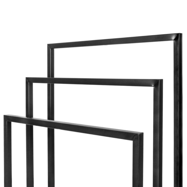Suport metalic de baie pentru prosoape, cu 3 standuri, 84 cm, negru - Image 15