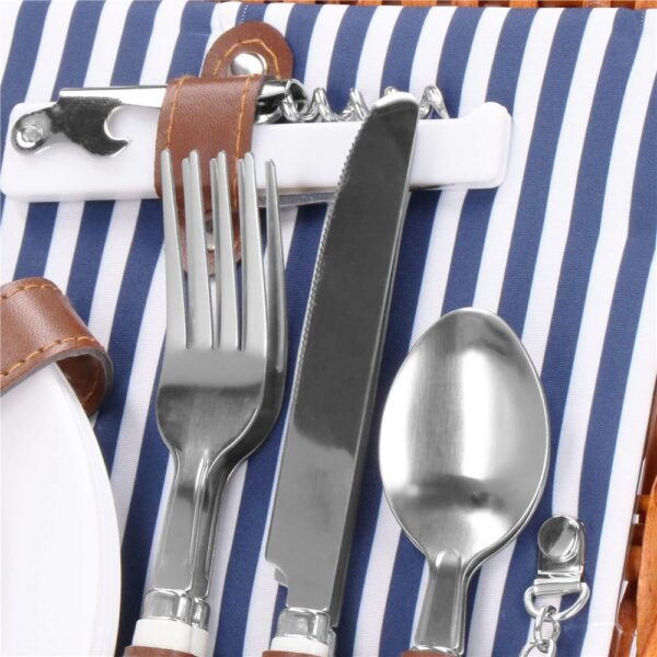 Cos de picnic echipat pentru 4 persoane Deluxe, din rachita, cu vesela si tacamuri, frigorific - Image 17