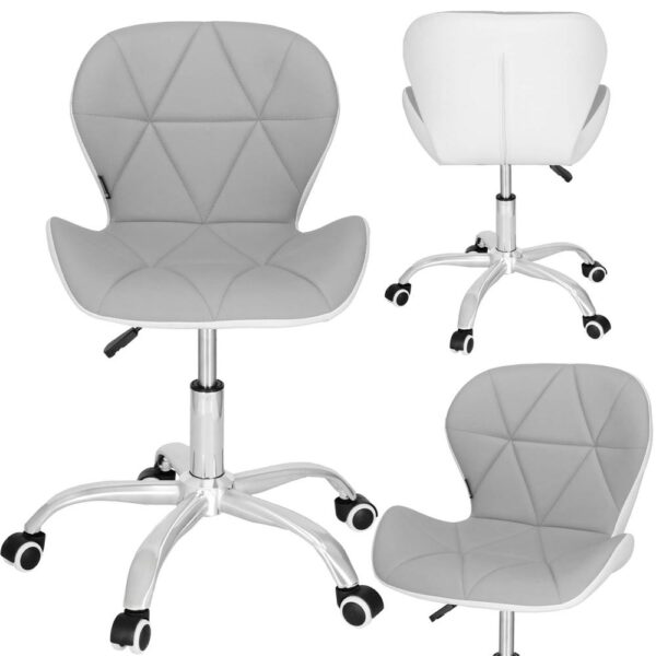 Scaun de birou ergonomic, tapitat cu piele ecologica, 120kg, alb gri - Image 16