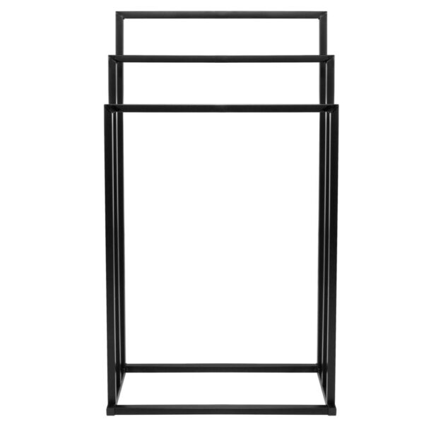 Suport metalic de baie pentru prosoape, cu 3 standuri, 84 cm, negru - Image 16