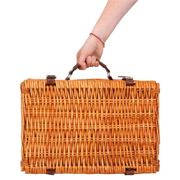 Cos de picnic echipat pentru 4 persoane Deluxe, din rachita, cu vesela si tacamuri, frigorific - Image 20