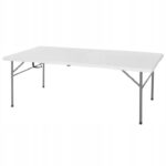 Professzionális vendéglátó asztal rendezvényekhez, összecsukható, téglalap alakú, 200x90x74cm, fehér