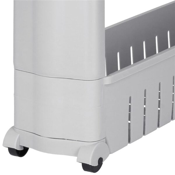 Sistem rafturi de depozitare cu roti pentru bucatarie sau baie cu 3 polite, 54x13x70cm, gri - Image 2