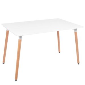REILED: Konyhai étkezőasztal, téglalap alakú, 120x80x74 cm, MDF lap, fa lábak, Fehér