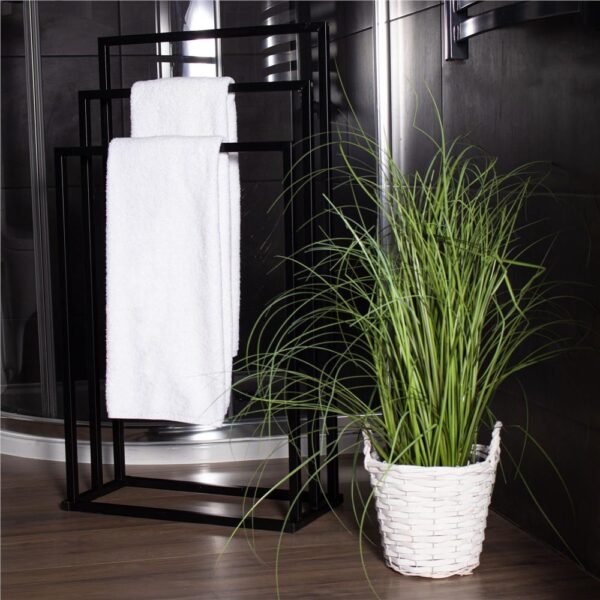 Suport metalic de baie pentru prosoape, cu 3 standuri, 84 cm, negru - Image 3