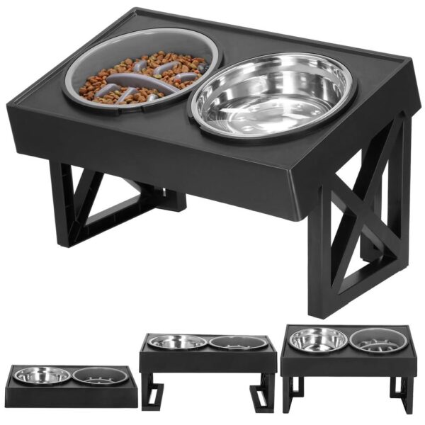 Set 2 boluri cu stand, pentru catei, inaltime si unghi reglabile, 2 x 21 cm - Image 3