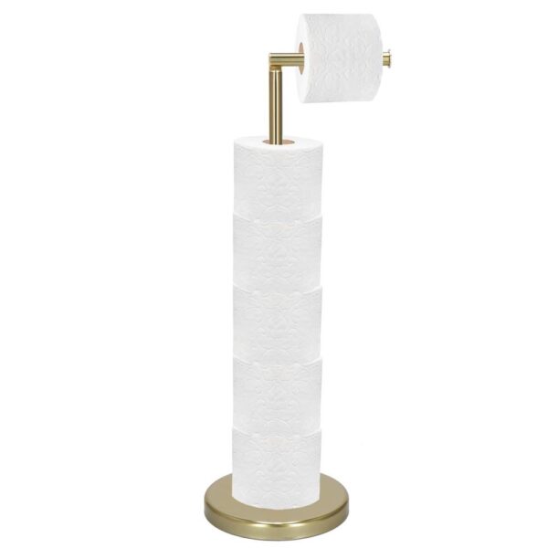 Suport hartie igienica 2 in 1 cu tija mobila, 68.5cm, auriu - Image 3