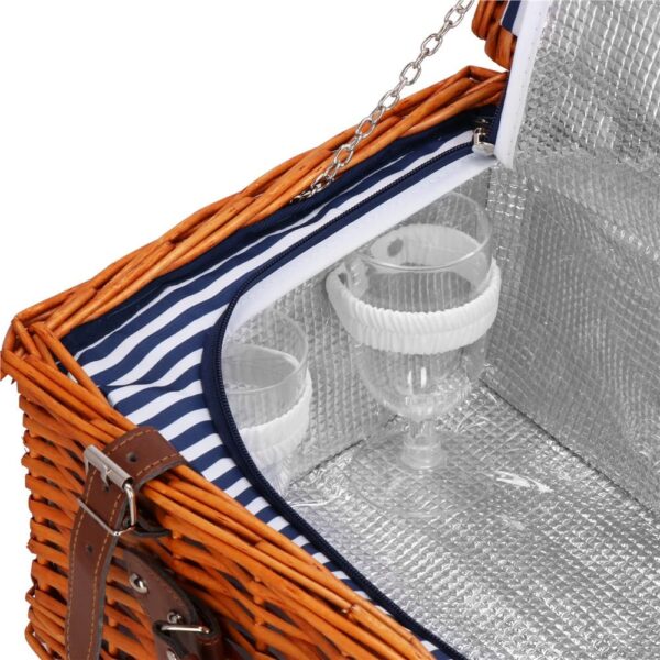 Cos de picnic echipat pentru 4 persoane Deluxe, din rachita, cu vesela si tacamuri, frigorific - Image 3