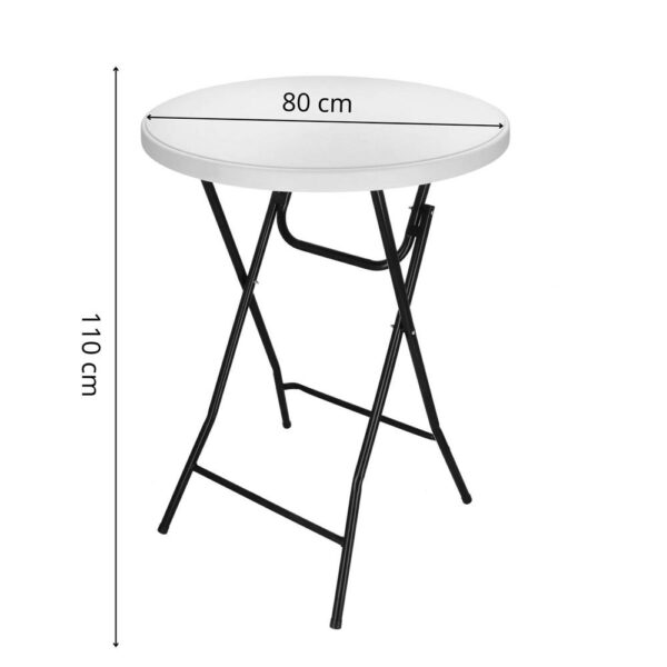 Masa catering profesionala pentru evenimente, inalta, cu picioare metal pliabile, rotunda, d 80 cm, h 110 cm, alb - Image 20