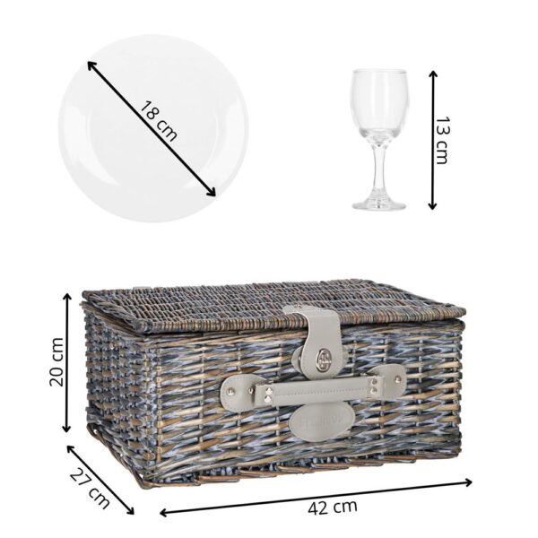 Piknikkosár 4 fő részére Deluxe, fonott, edényekkel, evőeszközökkel, hőszigetelt, szürke - Image 23