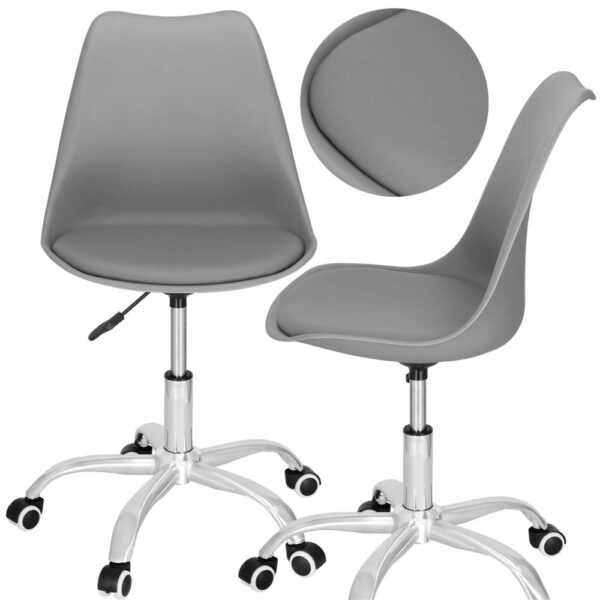 Ergonomikus irodai szék, ökobőr, 150kg, acél talp, szürke - Image 4