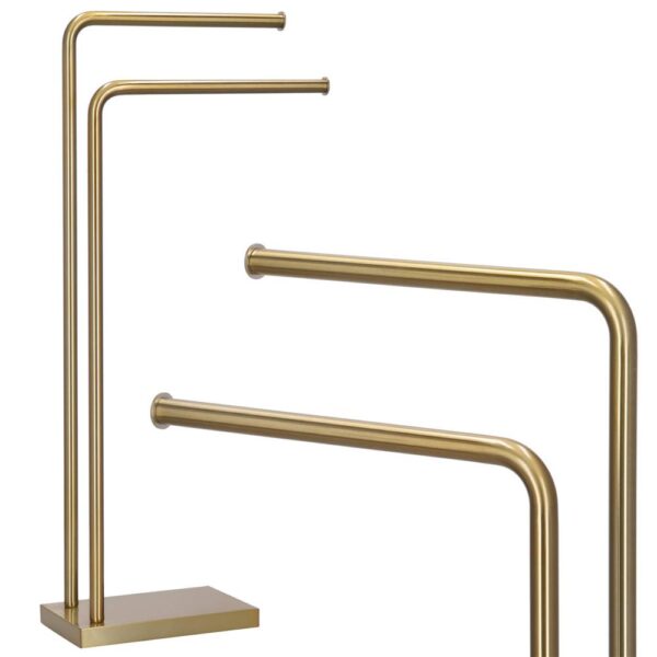 Suport metalic de baie pentru prosoape, cu 2 brate, 80 cm, auriu mat - Image 4