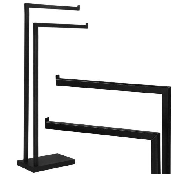 Suport metalic de baie pentru prosoape, cu 2 brate, 80 cm, negru mat - Image 4
