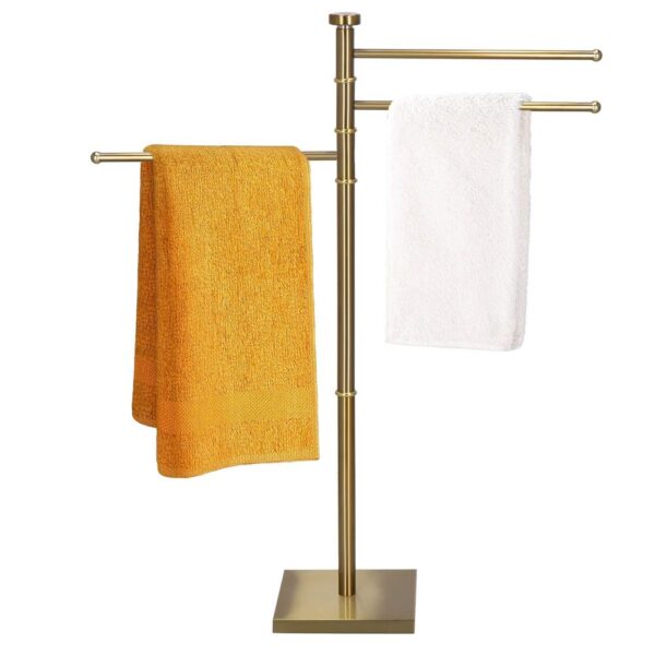 RESIGILAT: Suport cuier pentru prosoape cu 3 brate, inaltime 86cm, auriu lucios - Image 7
