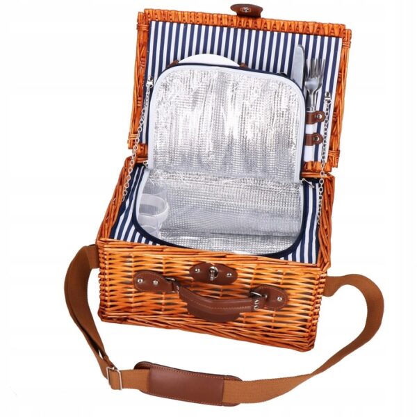 Cos de picnic echipat pentru 2 persoane Deluxe, din rachita, cu vesela si tacamuri, frigorific - Image 4