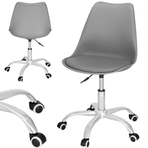 Ergonomikus irodai szék, ökobőr, 150kg, acél talp, szürke - Image 5