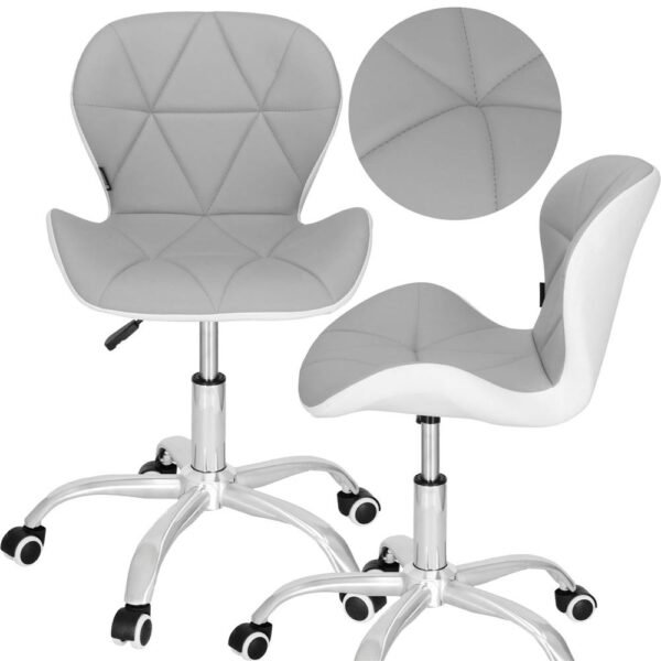 Scaun de birou ergonomic, tapitat cu piele ecologica, 120kg, alb gri - Image 4