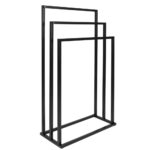 Fém törölközőtartó állvány, 3 rúddal, 84 cm, fekete