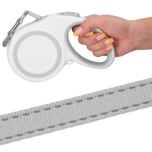 Automata póráz, nagytestű fajtáknak 50 kg-ig, 500 cm, fehér szürke - Image 5