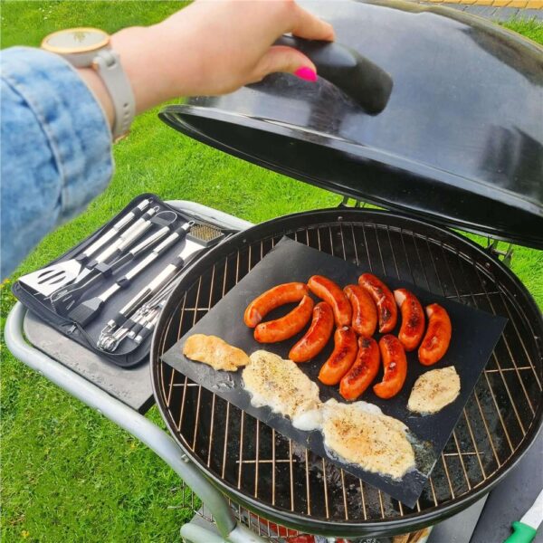 Rozsdamentes acél grillkiegészítő készlet, 20 darab, kefével, szállítótáskával - Image 6