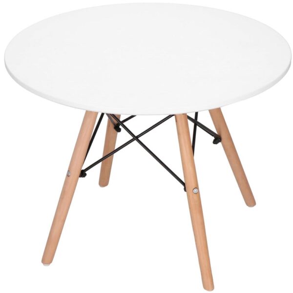 Dohányzóasztal, kerek, átmérő 60 cm, magasság 45 cm, MDF lap, fa lábak, Fehér - Image 6