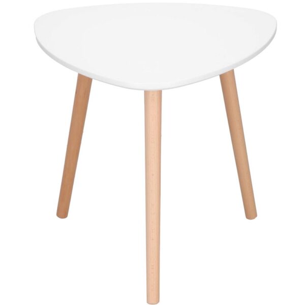 Dohányzóasztal, ovális, átmérő 50 cm, magasság 48 cm, MDF lap, fa lábak, Fehér - Image 6
