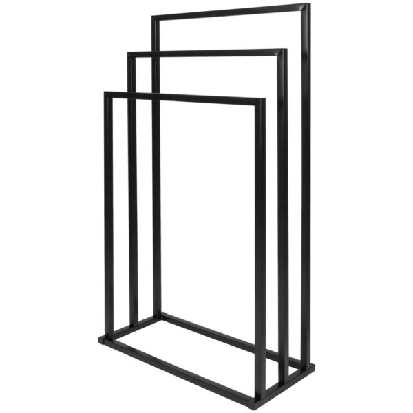 Suport metalic de baie pentru prosoape, cu 3 standuri, 84 cm, negru - Image 5