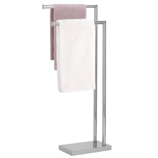 RESIGILAT: Suport metalic de baie pentru prosoape, cu 2 brate, 80 cm, argintiu cromat - Image 9