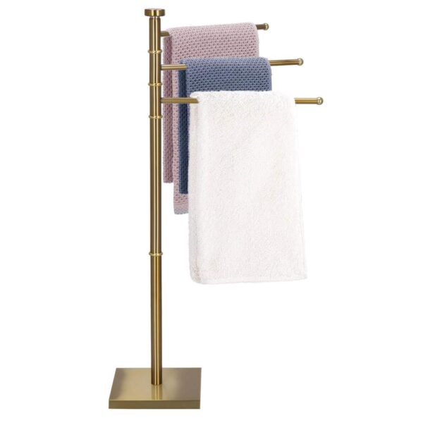 RESIGILAT: Suport cuier pentru prosoape cu 3 brate, inaltime 86cm, auriu lucios - Image 9