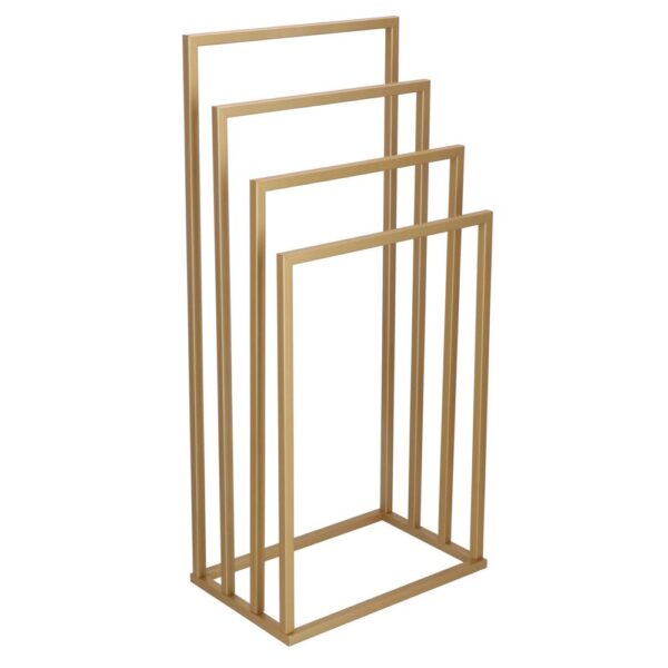 Suport metalic de baie pentru prosoape, cu 4 standuri, 96 cm, auriu mat - Image 7