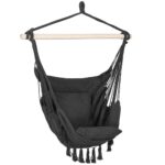 Függesztett hinta függőágy otthonra vagy kertre, párnákkal, 130x100cm, 150kg, sötétszürke