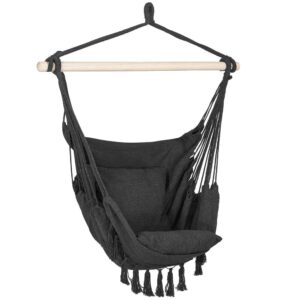 Függesztett hinta függőágy otthonra vagy kertre, párnákkal, 130x100cm, 150kg, sötétszürke