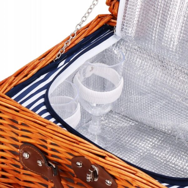Cos de picnic echipat pentru 2 persoane Deluxe, din rachita, cu vesela si tacamuri, frigorific - Image 5
