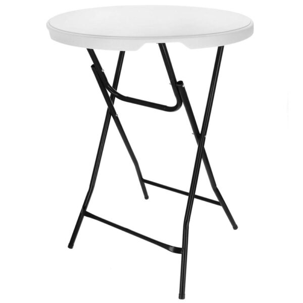 Masa catering profesionala pentru evenimente, inalta, cu picioare metal pliabile, rotunda, d 80 cm, h 110 cm, alb - Image 6