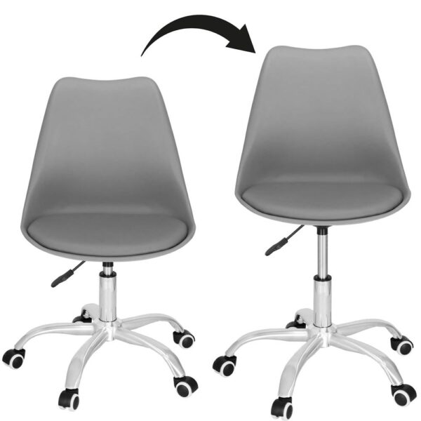 Ergonomikus irodai szék, ökobőr, 150kg, acél talp, szürke - Image 7