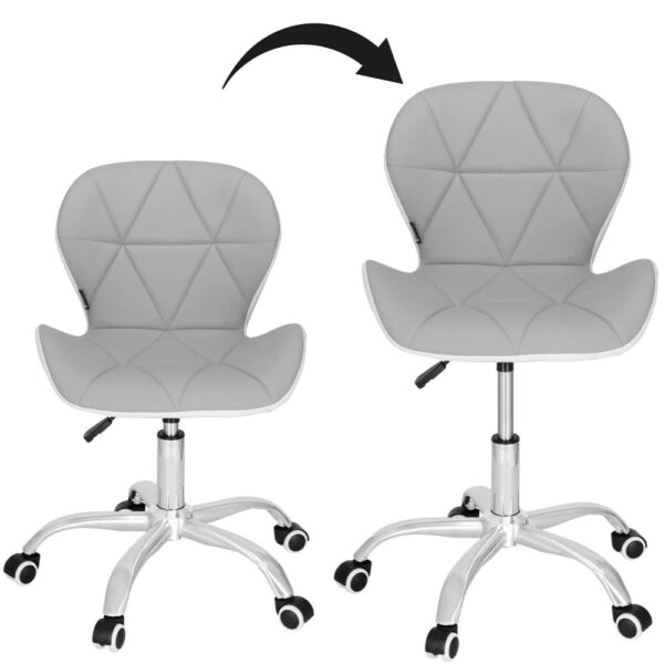 Scaun de birou ergonomic, tapitat cu piele ecologica, 120kg, alb gri - Image 6