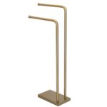 Suport metalic de baie pentru prosoape, cu 2 brate, 80 cm, auriu mat