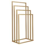 Fém törölközőtartó állvány, 4 rúddal, 96 cm, matt arany