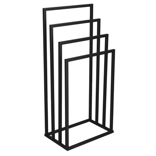 Suport metalic de baie pentru prosoape, cu 4 standuri, 96 cm, negru - Image 7