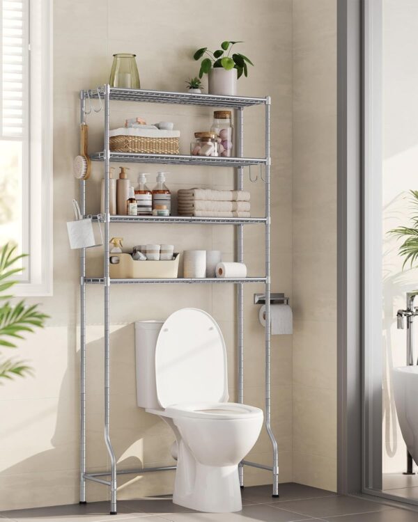 SONGMICS Fürdőszoba tárolópolc, a mosógépre vagy a wc csészére átlapolva, 30x83x176 cm, ezüst - Image 6