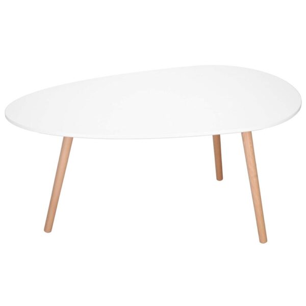 Dohányzóasztal, ovális, felső 100x50 cm, magasság 48 cm, MDF lap, fa lábak, Fehér - Image 7