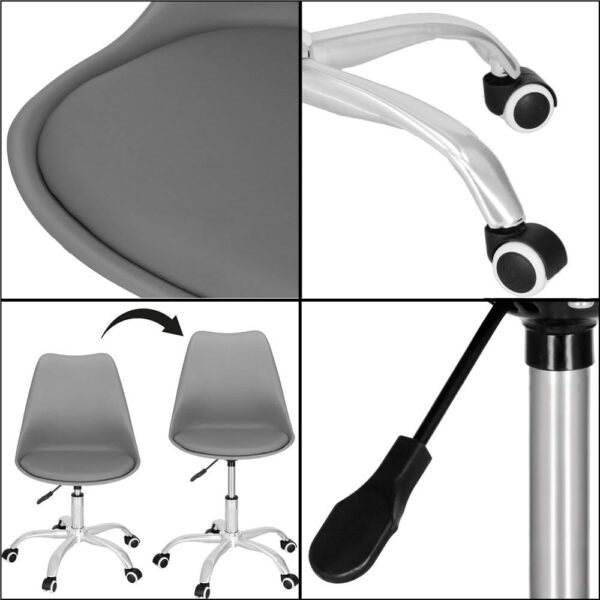 Ergonomikus irodai szék, ökobőr, 150kg, acél talp, szürke - Image 8