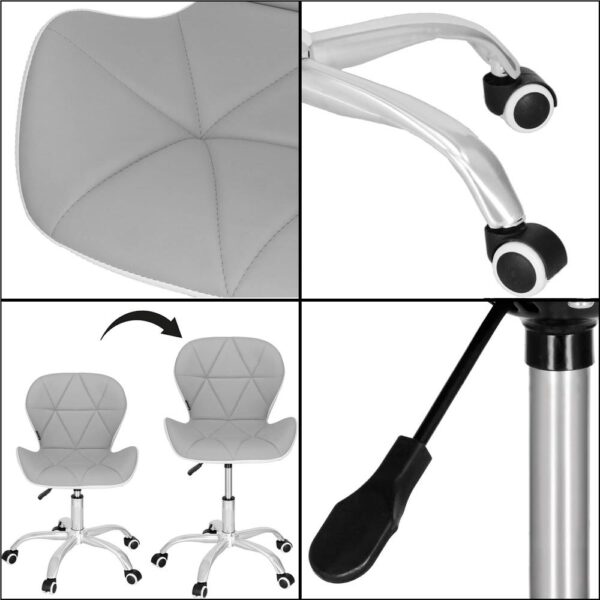 Scaun de birou ergonomic, tapitat cu piele ecologica, 120kg, alb gri - Image 7