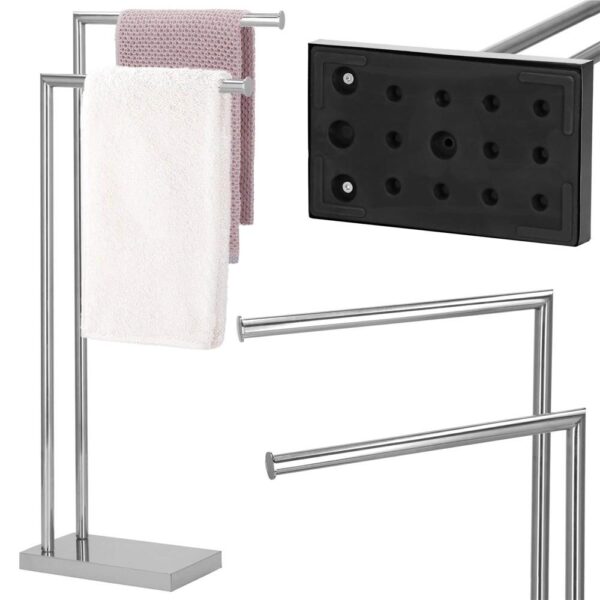 RESIGILAT: Suport metalic de baie pentru prosoape, cu 2 brate, 80 cm, argintiu cromat - Image 10
