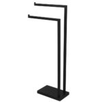 ÚJRACSOMAGOLT TERMÉK: Fém fürdőszobai tartó törölközőhöz, 2 karral, 80 cm, matt fekete