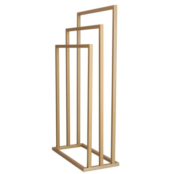 Suport metalic de baie pentru prosoape, cu 3 standuri, 86 cm, auriu mat - Image 7
