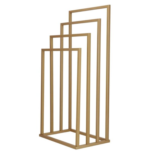 Suport metalic de baie pentru prosoape, cu 4 standuri, 96 cm, auriu mat - Image 8