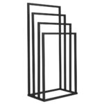 Suport metalic de baie pentru prosoape, cu 4 standuri, 96 cm, negru